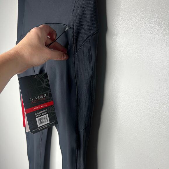 NWT Spyder Active Women's High-Waisted Leggings Base Layer Sz S Black Quick Dry - Picture 5 of 13